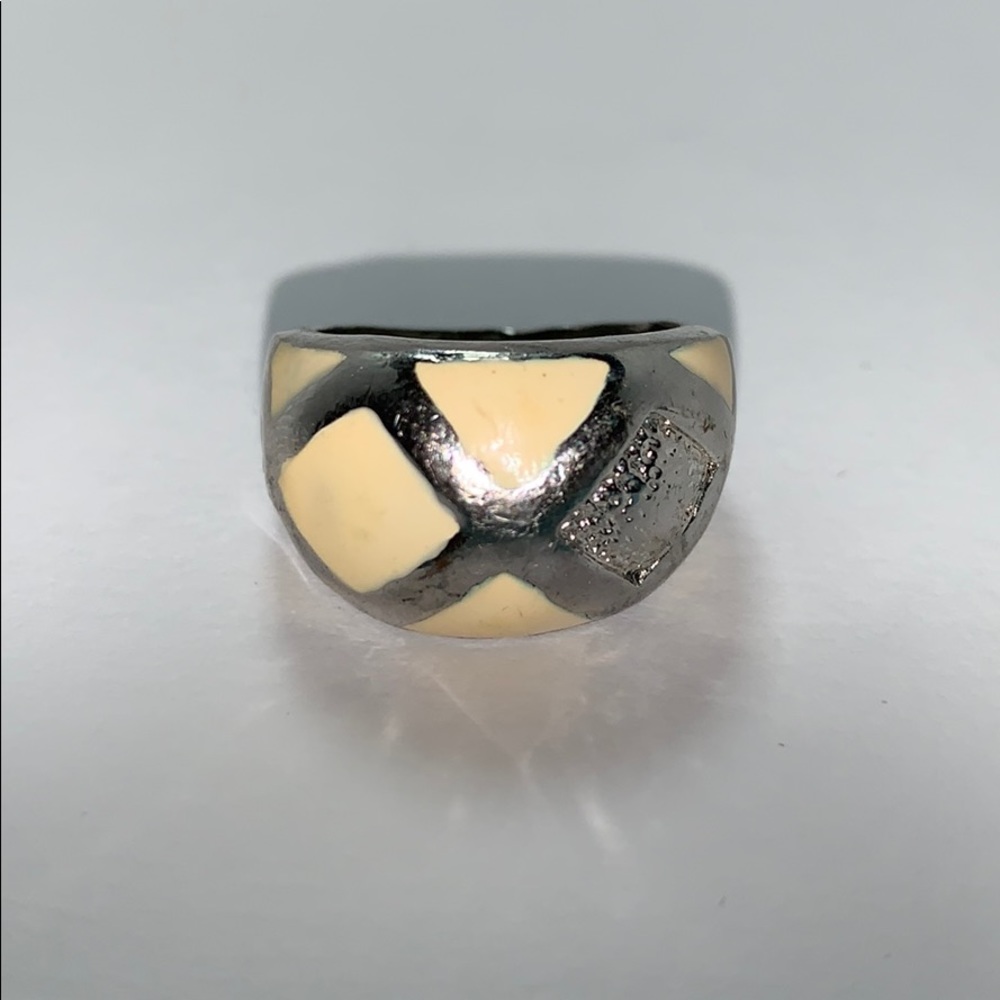Cream and Silver Ring